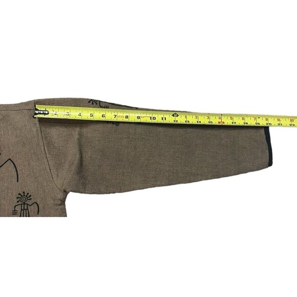 Venus Imports shacket top hieroglyphics large white buttons Nepal brown black - Picture 16 of 16